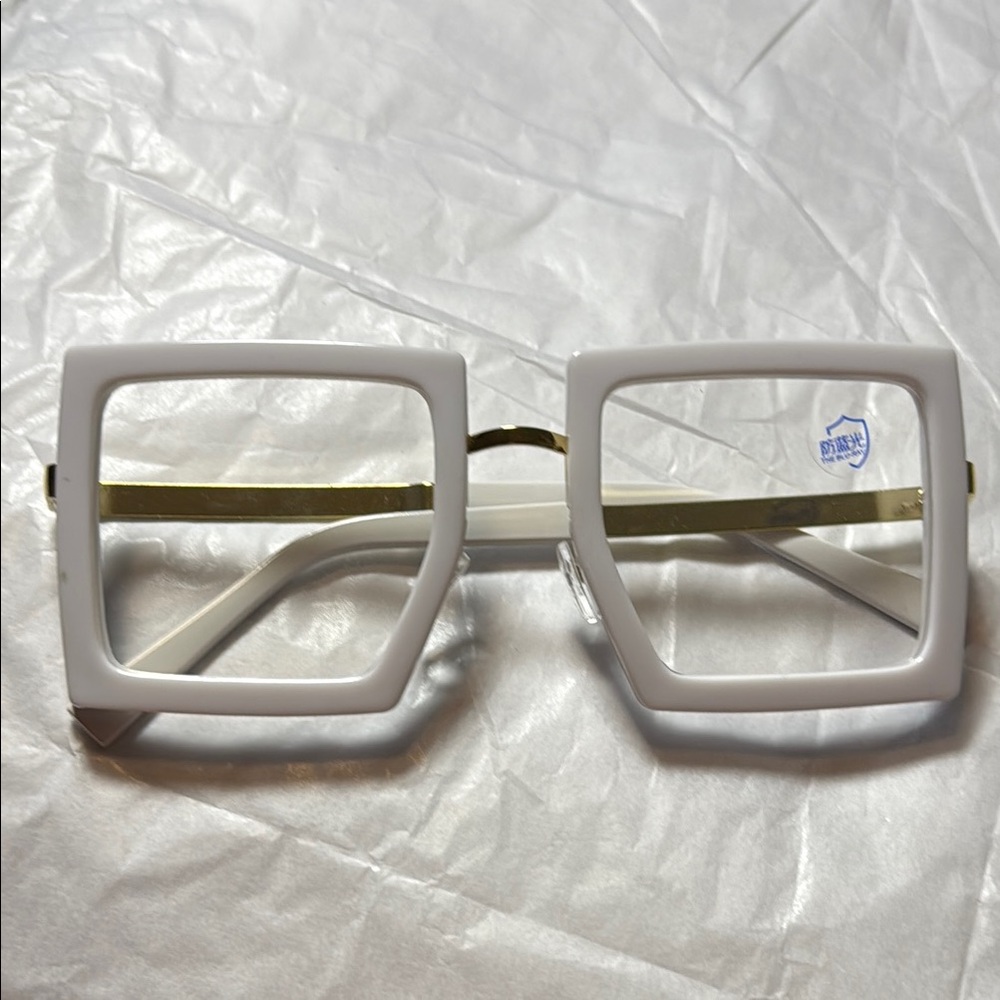 NWOT-White Square Frame Glasses - Picture 2 of 11